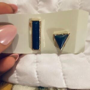 Elegant Blue and Gold Geometric Earrings